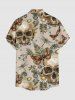 Tenue de plage hawaïenne assortie pour couples à imprimé crânes, papillons, fleurs, feuilles et libellules - Bronze 