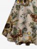 Tenue de plage hawaïenne assortie pour couples à imprimé crânes, papillons, fleurs, feuilles et libellules - Bronze 