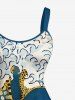 Tenue de plage hawaïenne assortie pour couple à imprimé pieuvre - Paon Bleu 