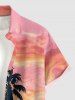 Tenue de plage hawaïenne assortie pour couples avec imprimé cocotier et dégradé ciel - Rose  