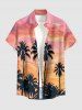 Tenue de plage hawaïenne assortie pour couples avec imprimé cocotier et dégradé ciel - Rose  