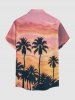 Tenue de plage hawaïenne assortie pour couples avec imprimé cocotier et dégradé ciel - Rose  