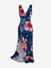 Ensemble de plage assorti à imprimé floral hawaïen pour couple - Bleu profond 