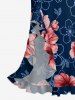Ensemble de plage assorti à imprimé floral hawaïen pour couple - Bleu profond 