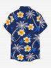 Tenue de plage hawaïenne assortie pour couple avec imprimé cocotier, fleurs et feuilles - Cadetblue 