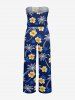 Tenue de plage hawaïenne assortie pour couple avec imprimé cocotier, fleurs et feuilles - Cadetblue 
