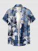 Ensemble de plage hawaïen assorti pour couples à imprimé fleurs et feuilles - Cadetblue 