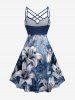 Ensemble de plage hawaïen assorti pour couples à imprimé fleurs et feuilles - Cadetblue 