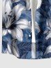 Ensemble de plage hawaïen assorti pour couples à imprimé fleurs et feuilles - Cadetblue 