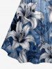 Ensemble de plage hawaïen assorti pour couples à imprimé fleurs et feuilles - Cadetblue 