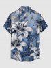 Ensemble de plage hawaïen assorti pour couples à imprimé fleurs et feuilles - Cadetblue 