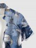 Ensemble de plage hawaïen assorti pour couples à imprimé fleurs et feuilles - Cadetblue 