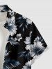 Tenue de plage hawaïenne assortie pour couples à imprimé fleurs et feuilles - Noir 