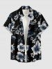 Tenue de plage hawaïenne assortie pour couples à imprimé fleurs et feuilles - Noir 