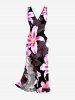 Tenue de plage hawaïenne assortie à imprimé fleurs pour couples - Rose Vif 