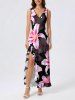 Tenue de plage hawaïenne assortie à imprimé fleurs pour couples - Rose Vif 