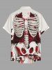 Tenue assortie pour couples avec motif squelette et roses pour Halloween - Rouge foncé 