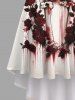 Tenue assortie pour couples avec motif squelette et roses pour Halloween - Rouge foncé 