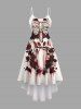 Tenue assortie pour couples avec motif squelette et roses pour Halloween - Rouge foncé 