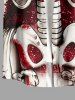 Tenue assortie pour couples avec motif squelette et roses pour Halloween - Rouge foncé 