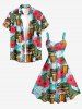 Dinosaur Beer Hibiscus Flower Tropical Leaf Print Hawaii Tank Dress(Adjustable Shoulder Strap) -  