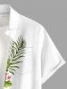 Chemise hawaïenne pour homme à imprimé feuilles tropicales et hibiscus, boutons et poche poitrine - Blanc 6XL