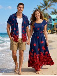 Petal Print Matching Hawaii Beach Outfit For Couples -  