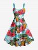 Dinosaur Beer - Tenue de plage hawaïenne assortie pour couples, imprimé fleurs d'hibiscus et feuilles tropicales - Turquoise Foncée 