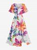Ombre Flower Leaf Print Matching Hawaii Beach Outfit For Couples -  