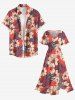 Flowers Tropical Leaf Print Matching Hawaii Beach Outfit For Couples -  