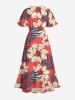 Flowers Tropical Leaf Print Matching Hawaii Beach Outfit For Couples -  