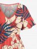 Flowers Tropical Leaf Print Matching Hawaii Beach Outfit For Couples -  