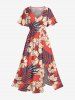 Flowers Tropical Leaf Print Matching Hawaii Beach Outfit For Couples -  