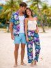 Coconut Tree Print Matching Hawaii Beach Outfit For Couples -  
