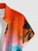 Coconut Tree Ombre Sky Print Buttons Pocket Hawaii Shirt For Men -  