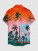 Coconut Tree Ombre Sky Print Buttons Pocket Hawaii Shirt For Men -  