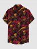 Halloween Skulls Scarf Sickle Print Buttons Pocket Shirt For Men -  