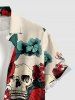 Skulls Flower Print Buttons Pocket Hawaii Shirt For Men -  
