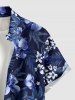 Hibiscus Flowers Leaf Print Buttons Pocket Hawaii Shirt For Men -  