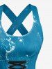 Coconut Tree Sea Waves Print Hawaii Lace Up Crisscross Strappy A Line Dress -  