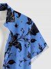 Skulls Flower Leaf Moon Print Hawaii Button Pocket Shirt For Men -  