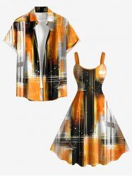 Ombre Light Beam 3D Print Matching Hawaii Beach Outfit For Couples -  