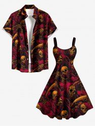 Halloween Skulls Scarf Sickle Print Matching Outfit For Couples -  