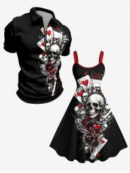 Skulls Poker Heart Print Matching Outfit For Couples -  