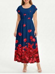 Robe trapèze Hawaii à imprimé pétale - Bleu XXS