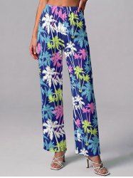Coconut Tree Print Hawaii Pants -  