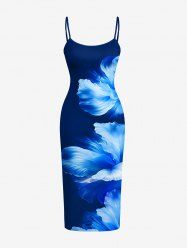Robe hawaïenne ajustée à imprimé fleurs - Cadetblue XS