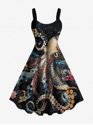 Robe débardeur Hawaï à imprimé pieuvre (bretelles réglables) - Noir XXS