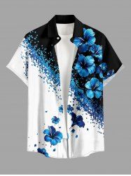 Hibiscus Flower Print Hawaii Button Pocket Shirt For Men - Pers 6XL