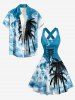 Coconut Tree Sea Waves Print Matching Hawaii Beach Outfit For Couples -  